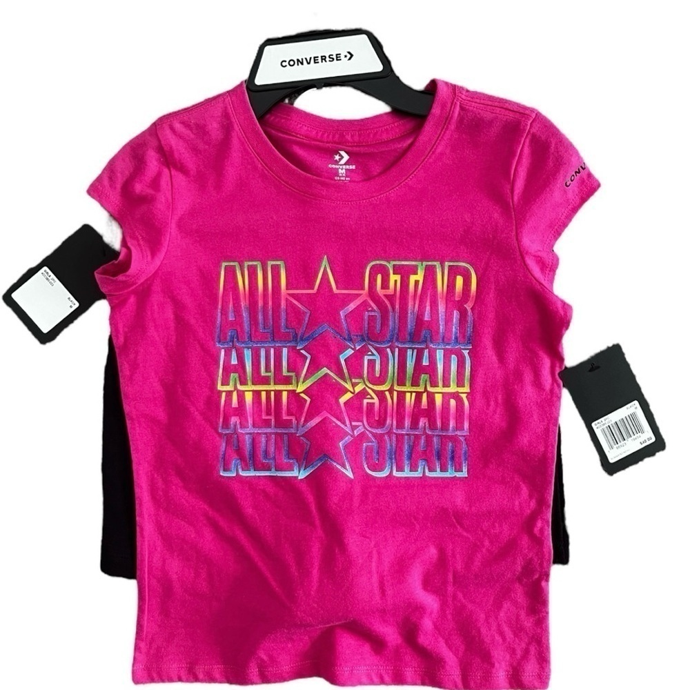 Converse 2 Piece Set, Pink Shirt and Black Shorts, SZ: Girl’s 10-12 (Medium)